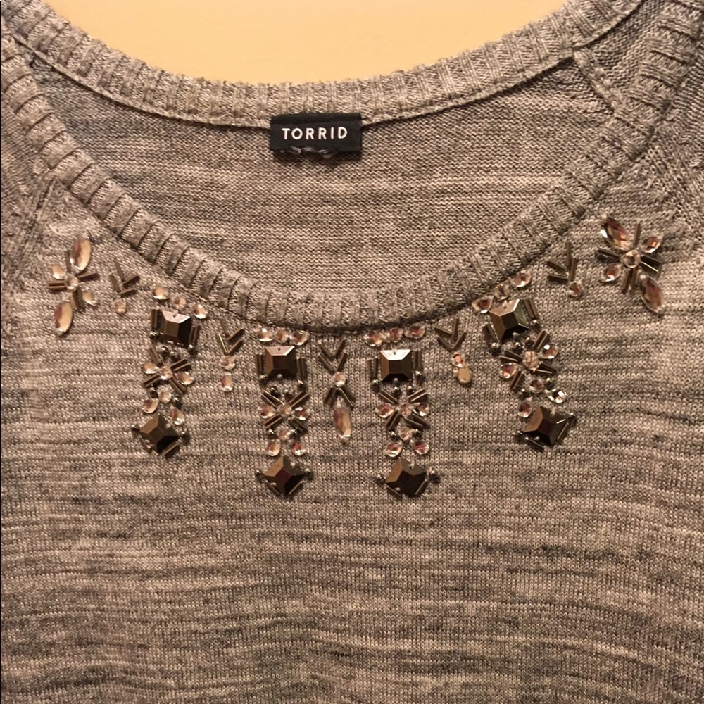 Torrid Embellished Sweater Grey Torrid Size 2 16-18